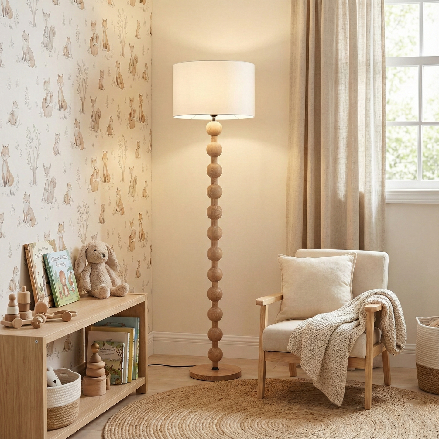 Colette Vintage Wood Floor Lamp