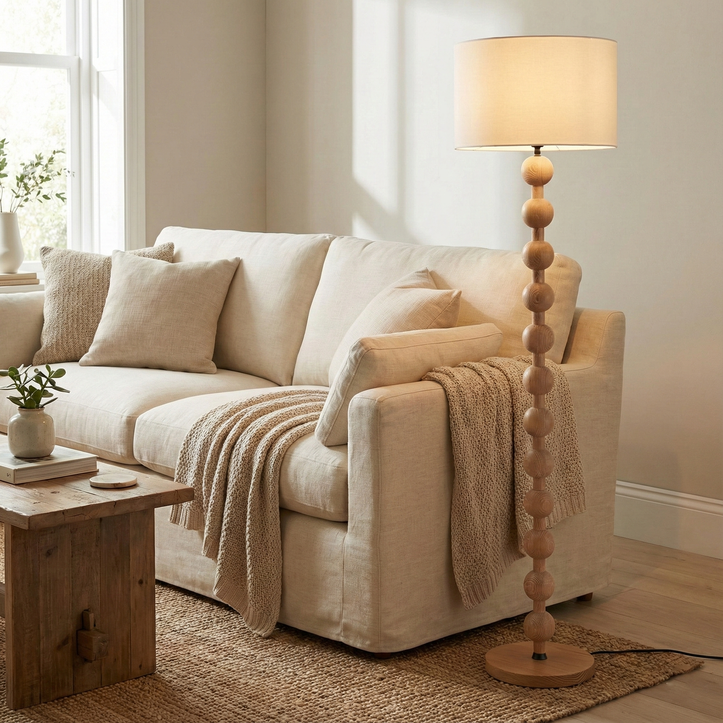 Colette Vintage Wood Floor Lamp