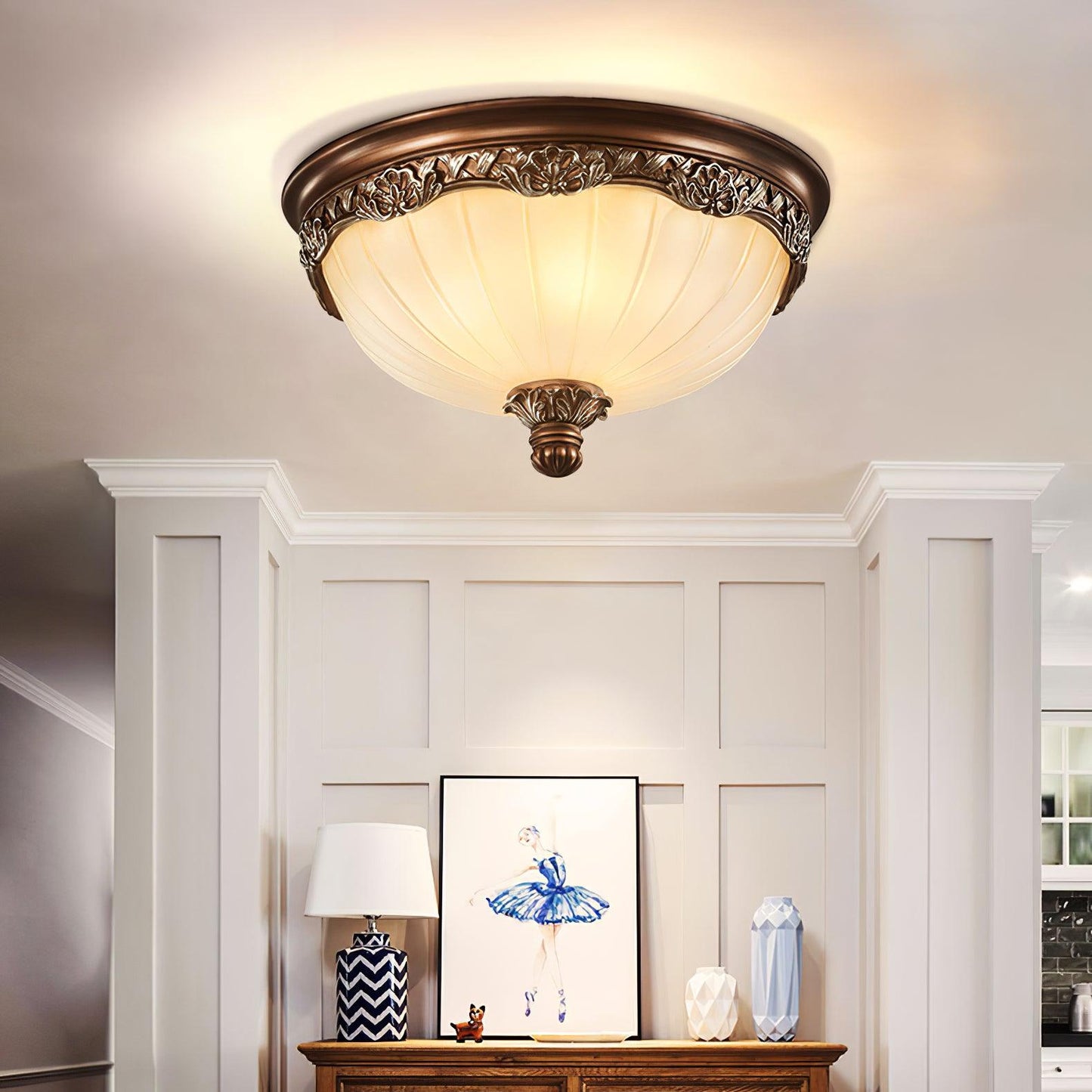 Hudson Vintage Flush Ceiling Light