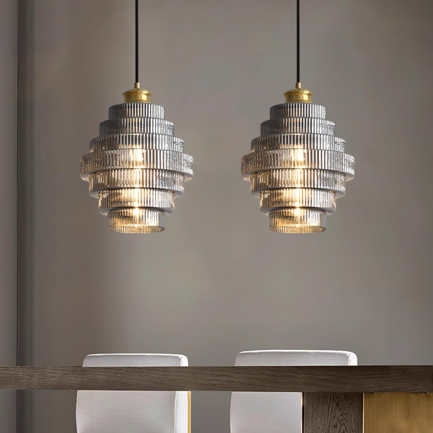 Ridged Glass Pendant Light