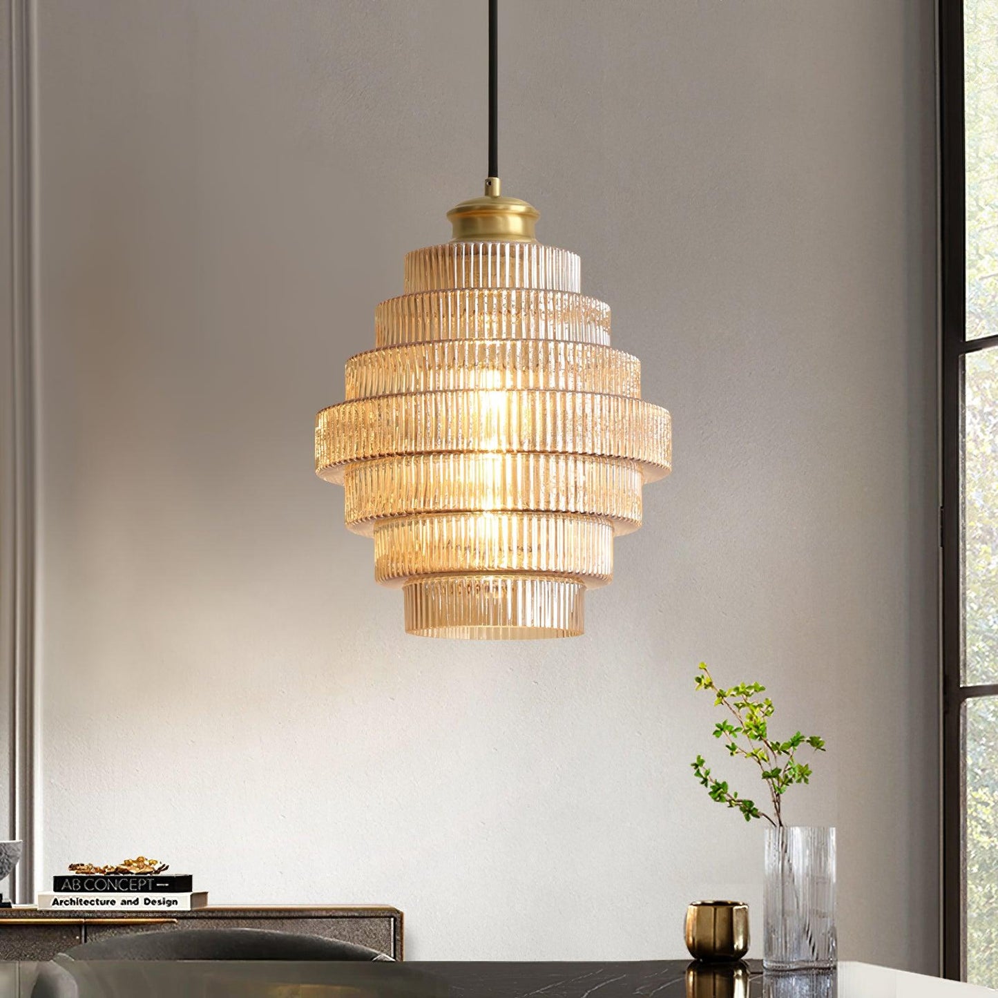 Ridged Glass Pendant Light