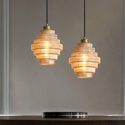 Ridged Glass Pendant Light