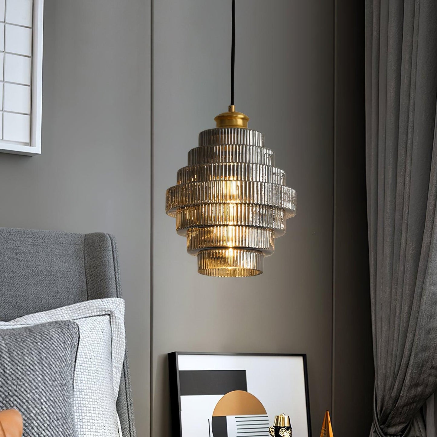 Ridged Glass Pendant Light