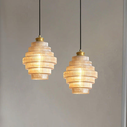 Ridged Glass Pendant Light
