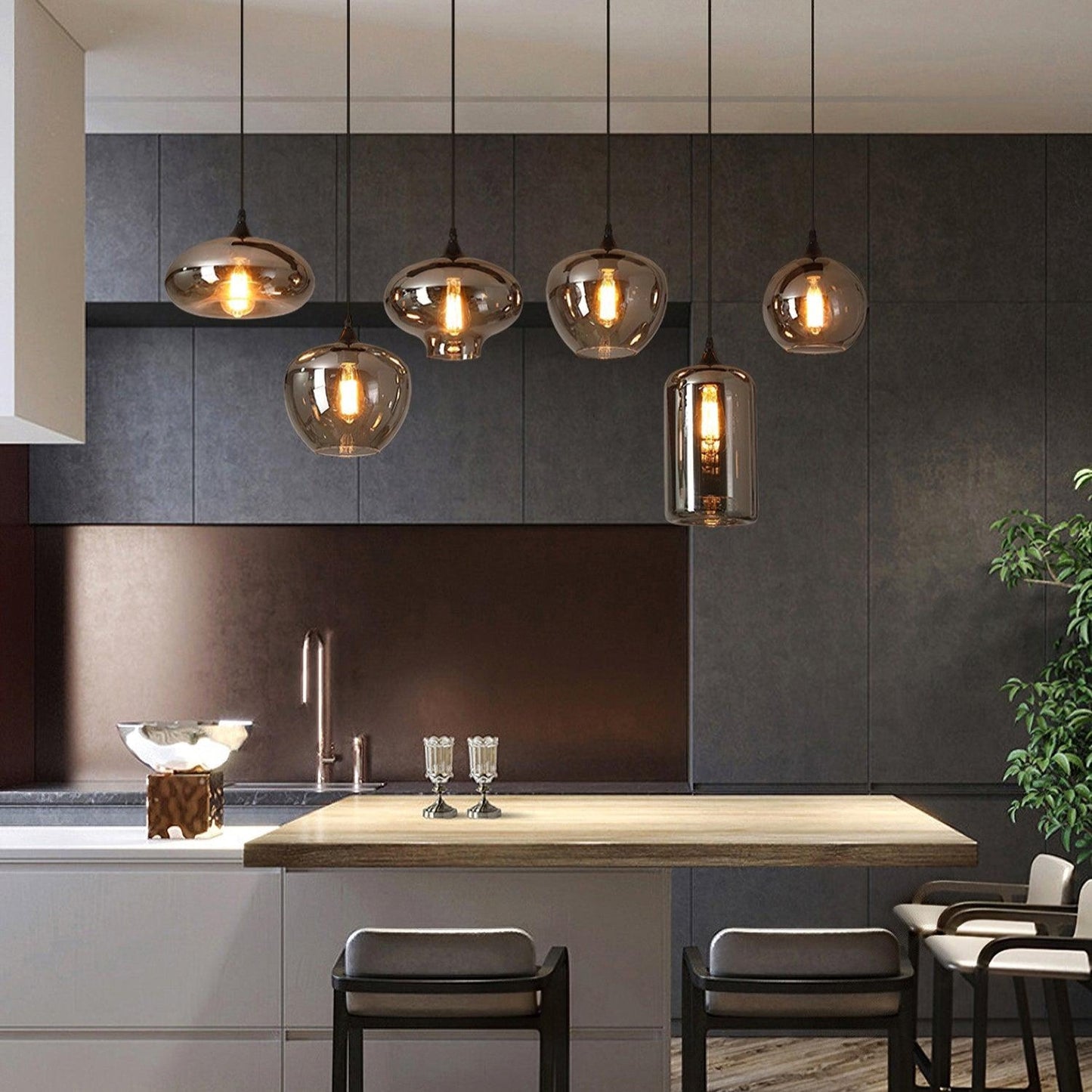 Elara Smokey Glass Pendant Light