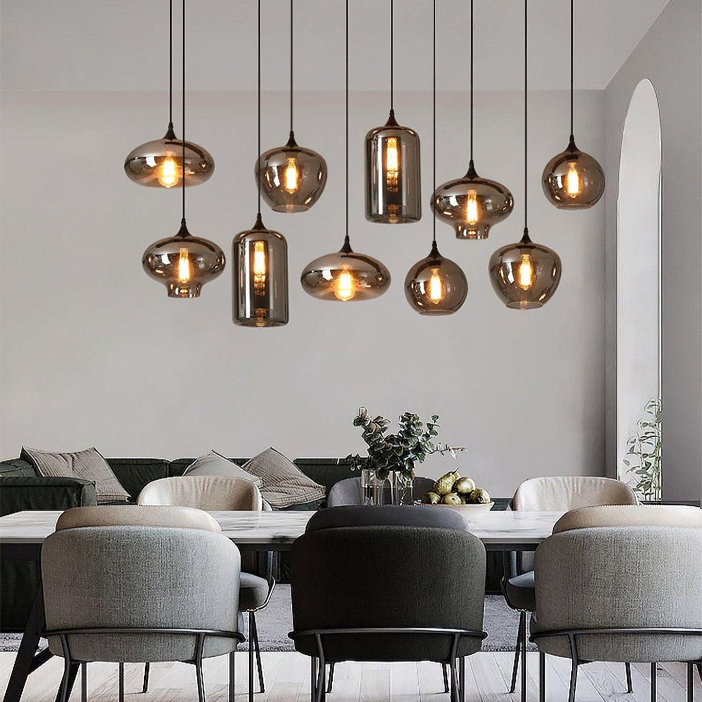 Elara Smokey Glass Pendant Light