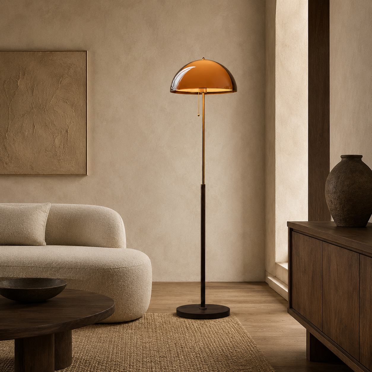 Marcelle Amber Dome Floor Lamp