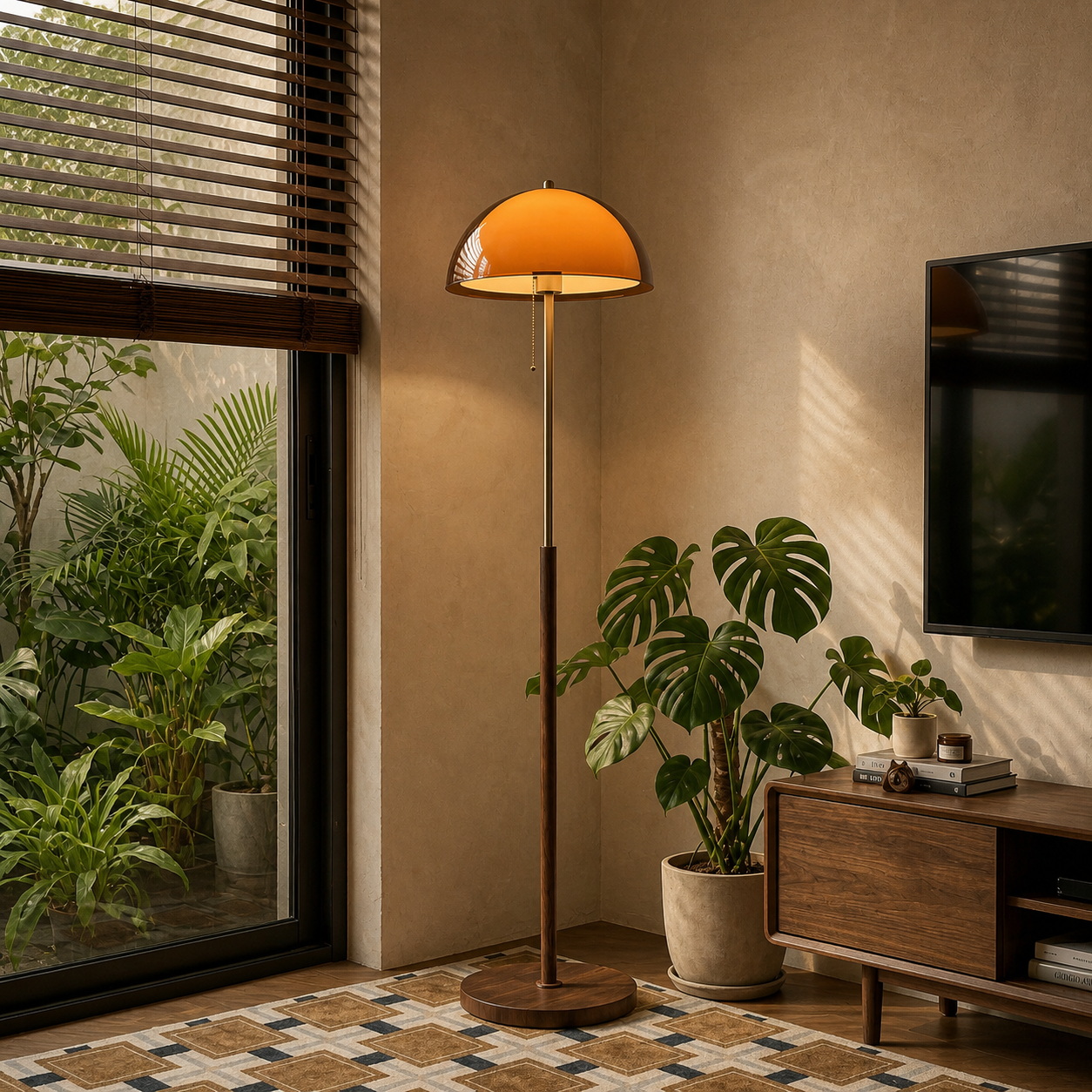 Marcelle Amber Dome Floor Lamp