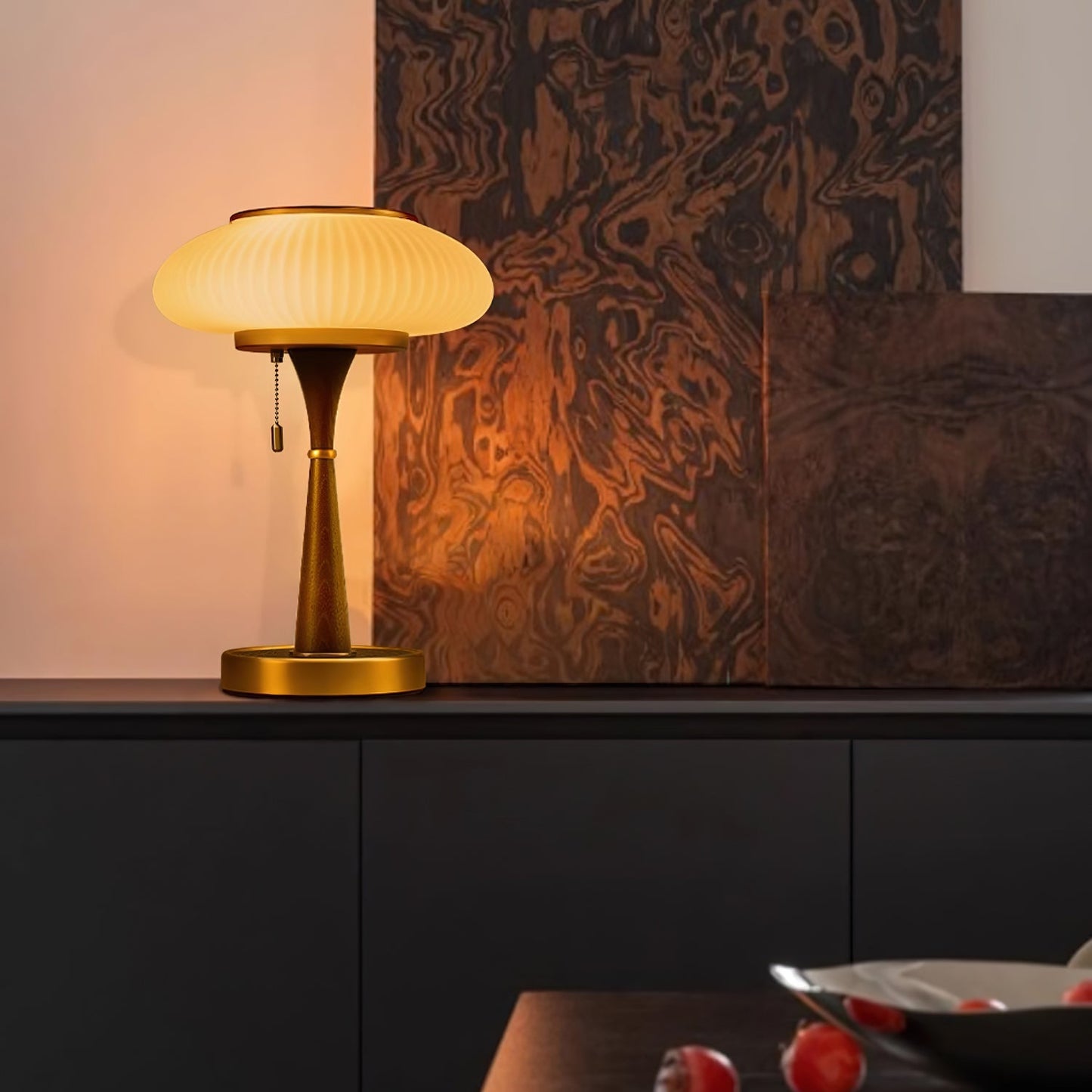 Olivane Ribbed Glass Table Lamp
