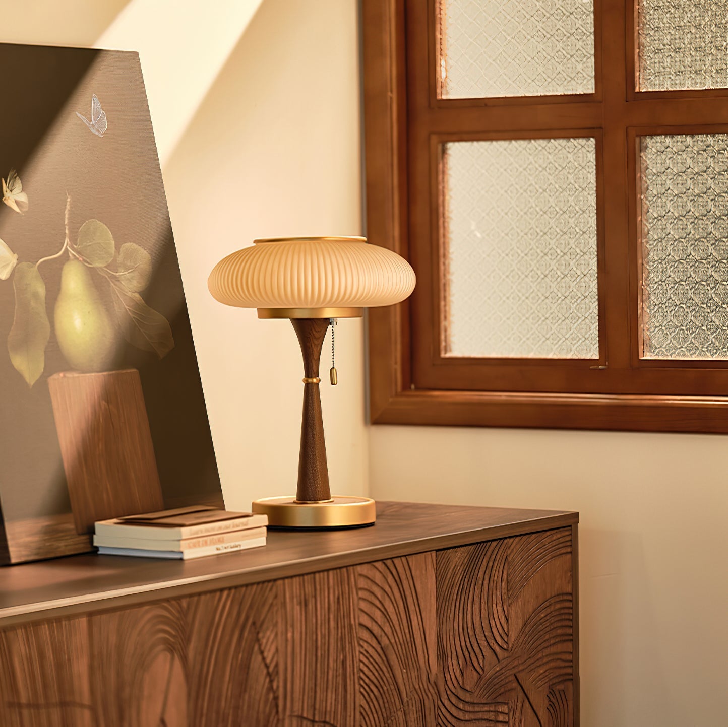 Olivane Ribbed Glass Table Lamp