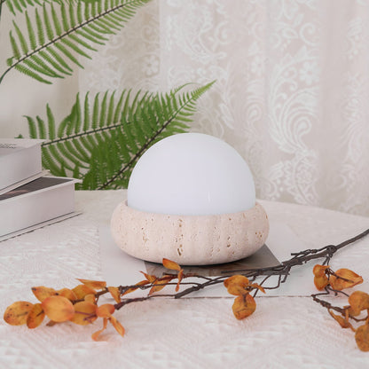 Mini Travertine Globe Table Lamp