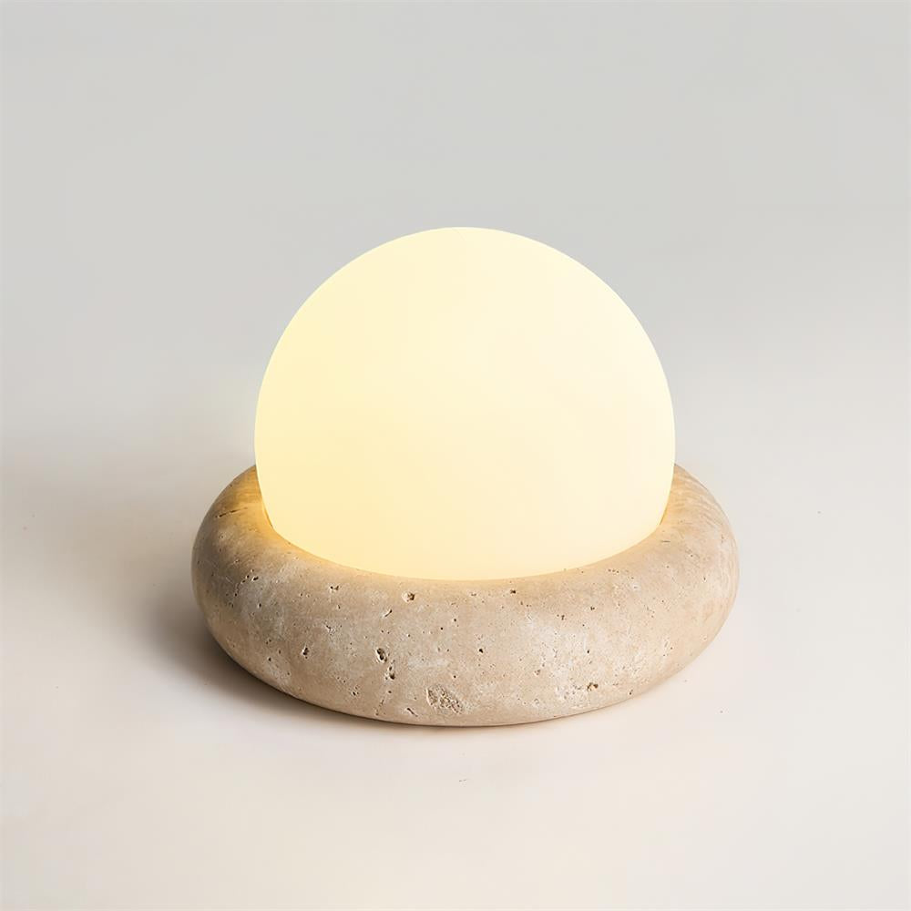Mini Travertine Globe Table Lamp