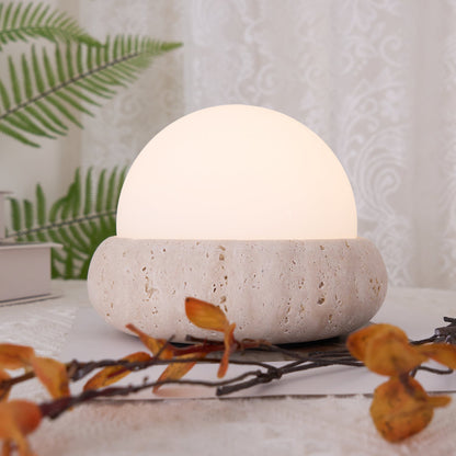 Mini Travertine Globe Table Lamp