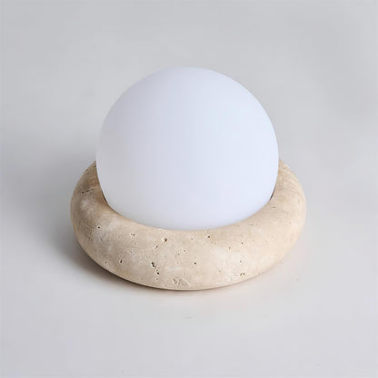 Mini Travertine Globe Table Lamp
