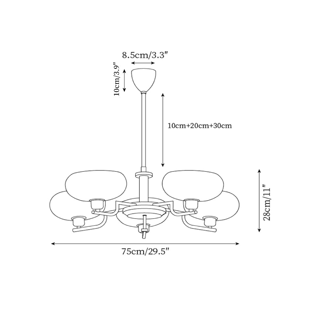 Modern Multi Arm Glass Chandelier Light