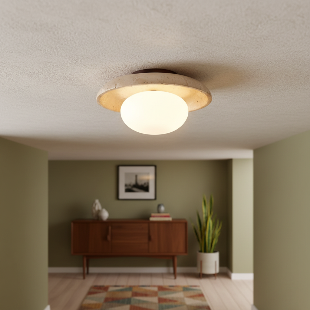 Travertine Flush Mount Ceiling Lamp