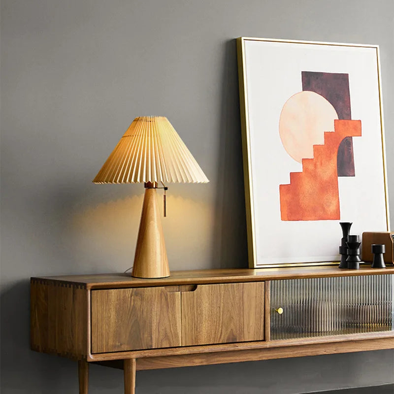 Maren Pleated Wooden Table Lamp