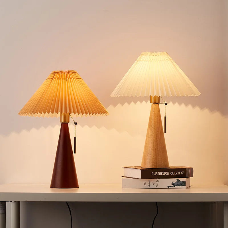 Maren Pleated Wooden Table Lamp