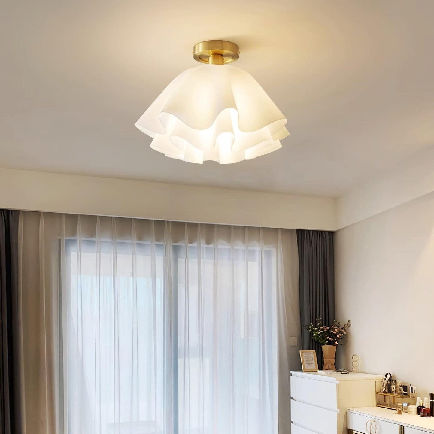 Pleated Brass Acrylic Ceiling Light