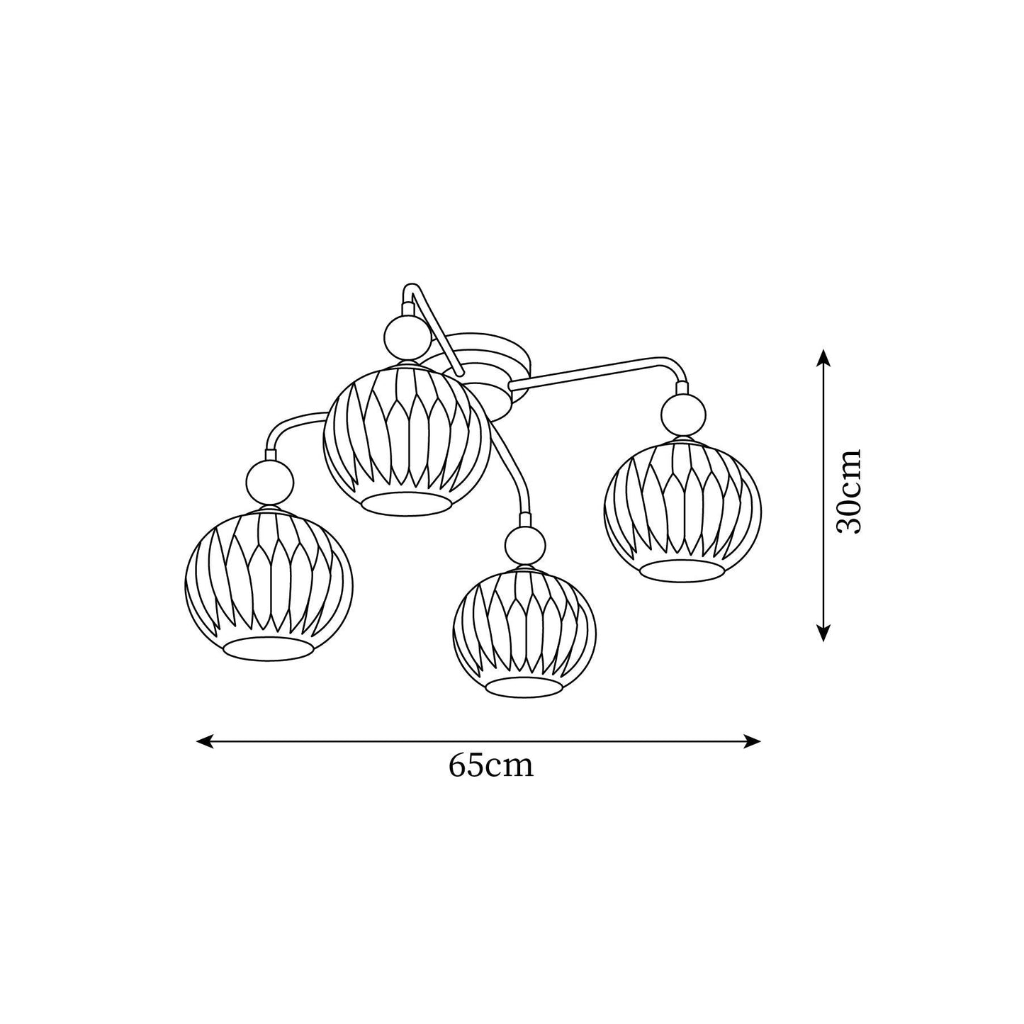 Ribbed Glass Multi Globe Ceiling Light