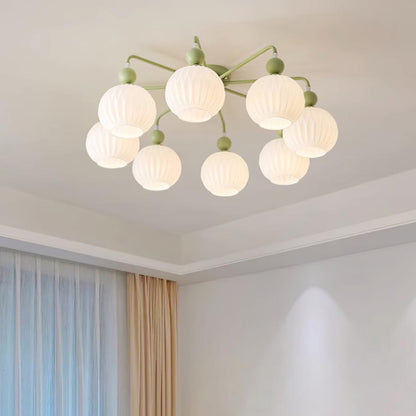 Ribbed Glass Multi Globe Ceiling Light