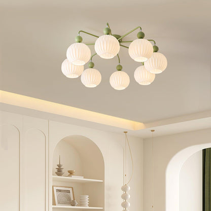 Ribbed Glass Multi Globe Ceiling Light