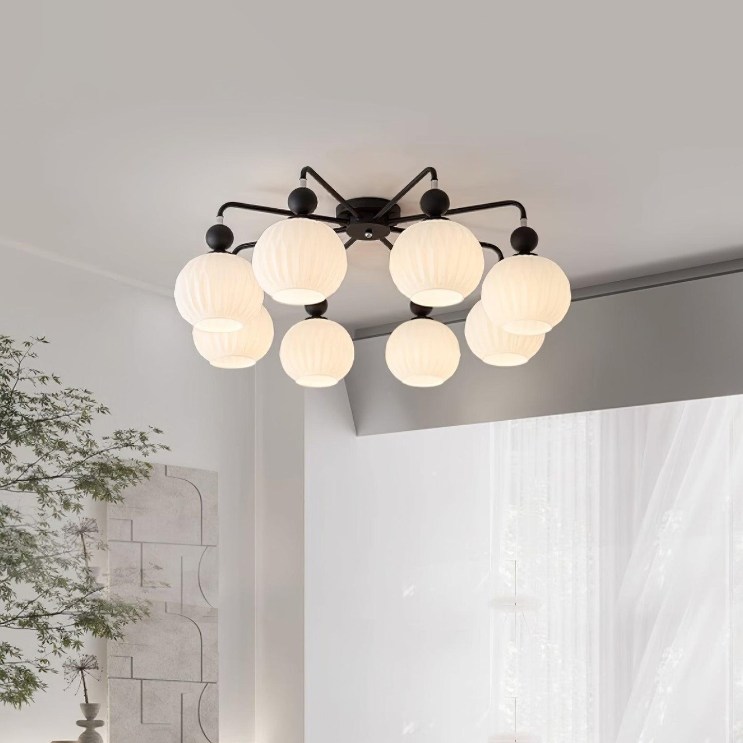 Ribbed Glass Multi Globe Ceiling Light