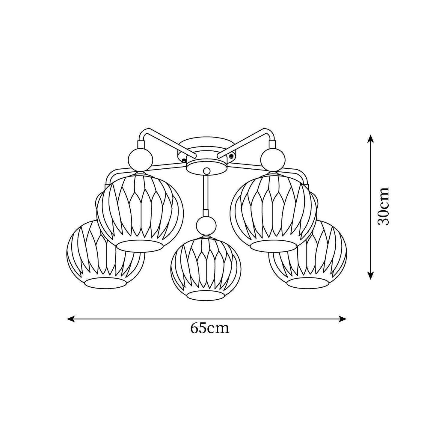 Ribbed Glass Multi Globe Ceiling Light