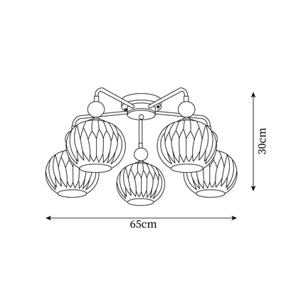 Ribbed Glass Multi Globe Ceiling Light