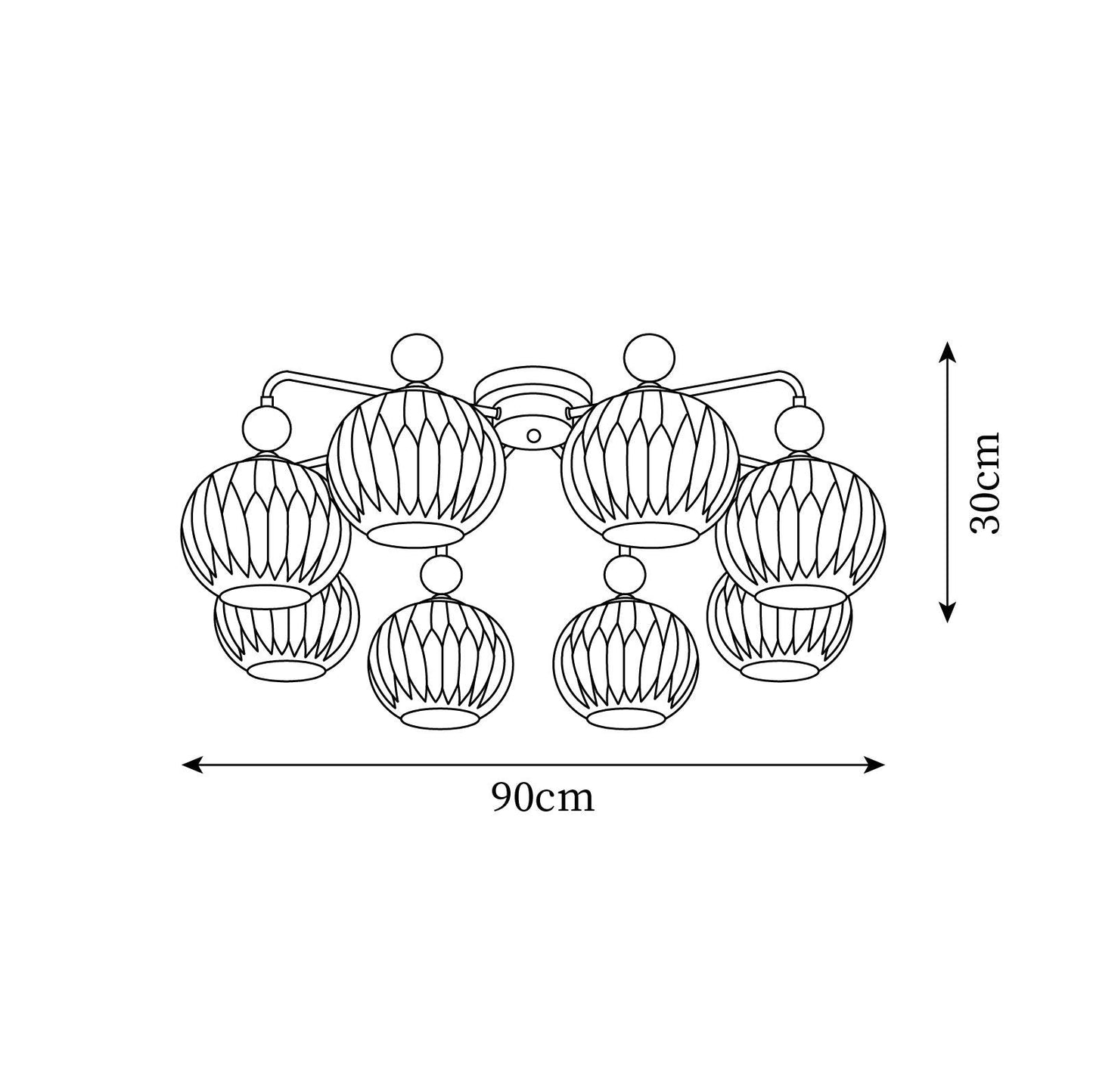 Ribbed Glass Multi Globe Ceiling Light