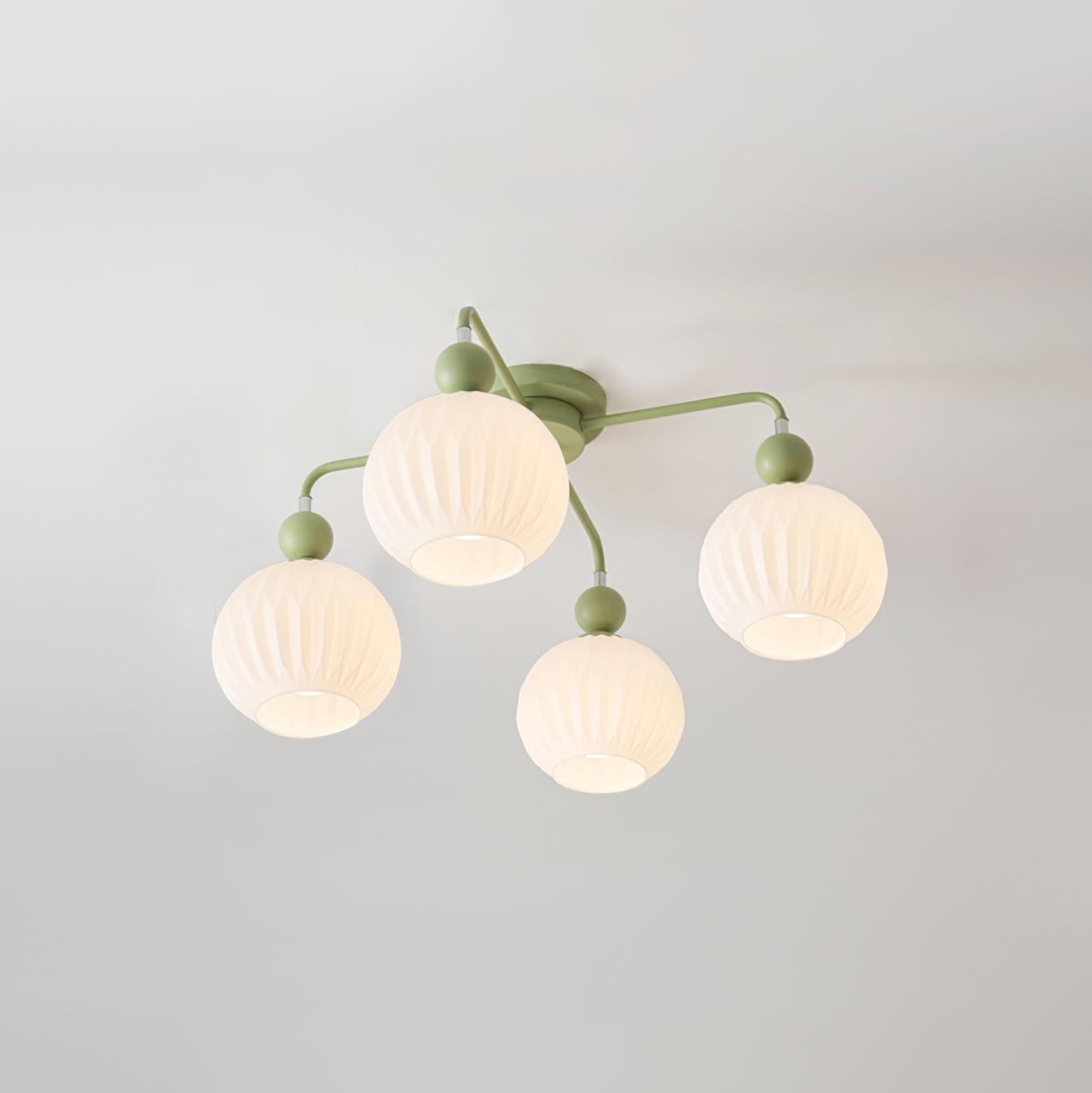 Ribbed Glass Multi Globe Ceiling Light