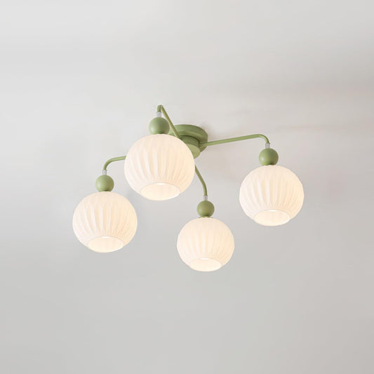 Ribbed Glass Multi Globe Ceiling Light