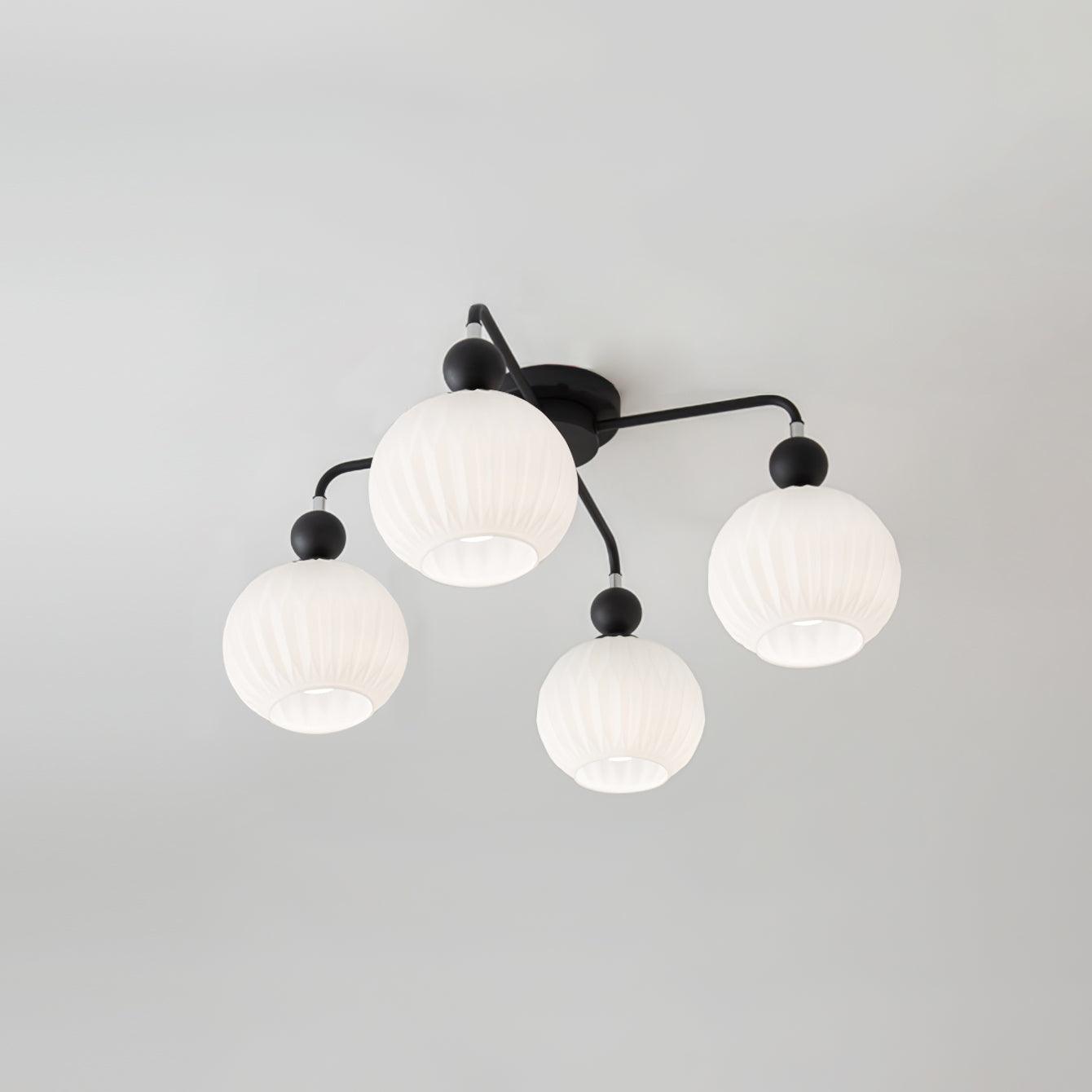Ribbed Glass Multi Globe Ceiling Light