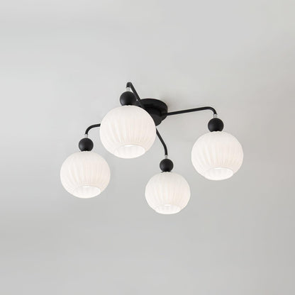 Ribbed Glass Multi Globe Ceiling Light