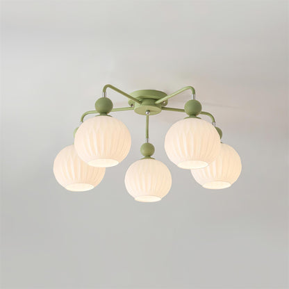 Ribbed Glass Multi Globe Ceiling Light