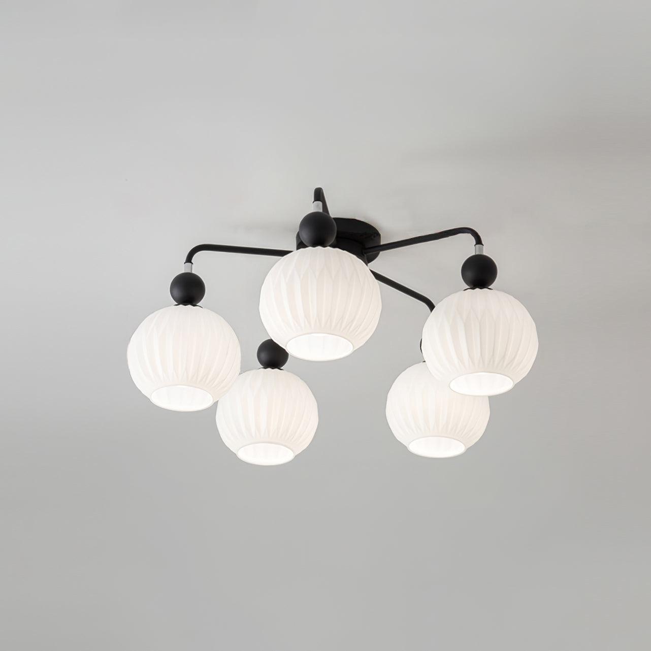 Ribbed Glass Multi Globe Ceiling Light