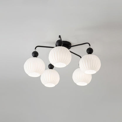 Ribbed Glass Multi Globe Ceiling Light