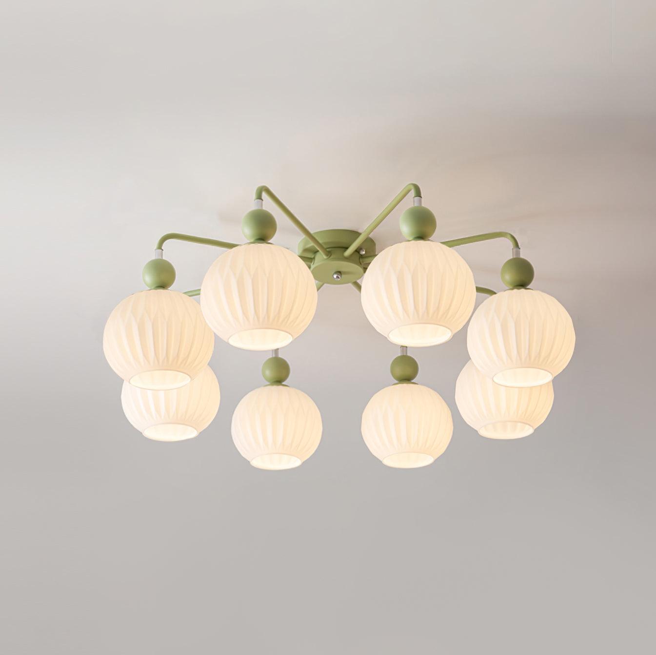 Ribbed Glass Multi Globe Ceiling Light