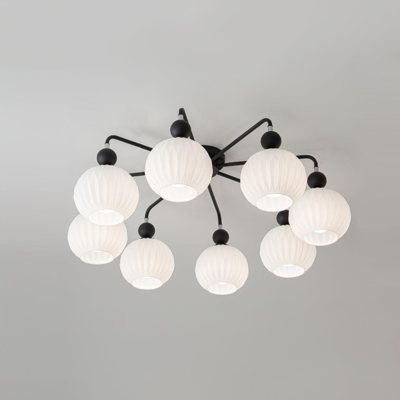 Ribbed Glass Multi Globe Ceiling Light