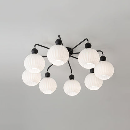 Ribbed Glass Multi Globe Ceiling Light