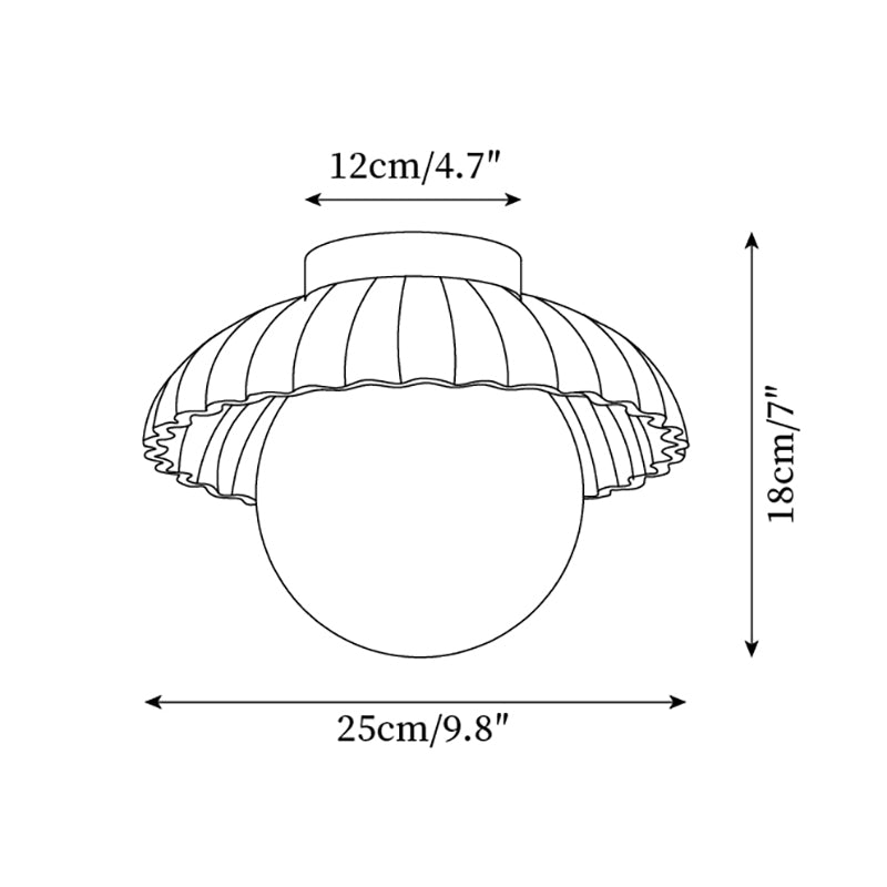 Ribbed Globe Flush Ceiling Light