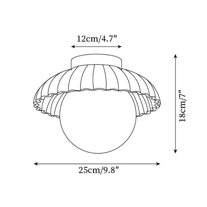 Ribbed Globe Flush Ceiling Light