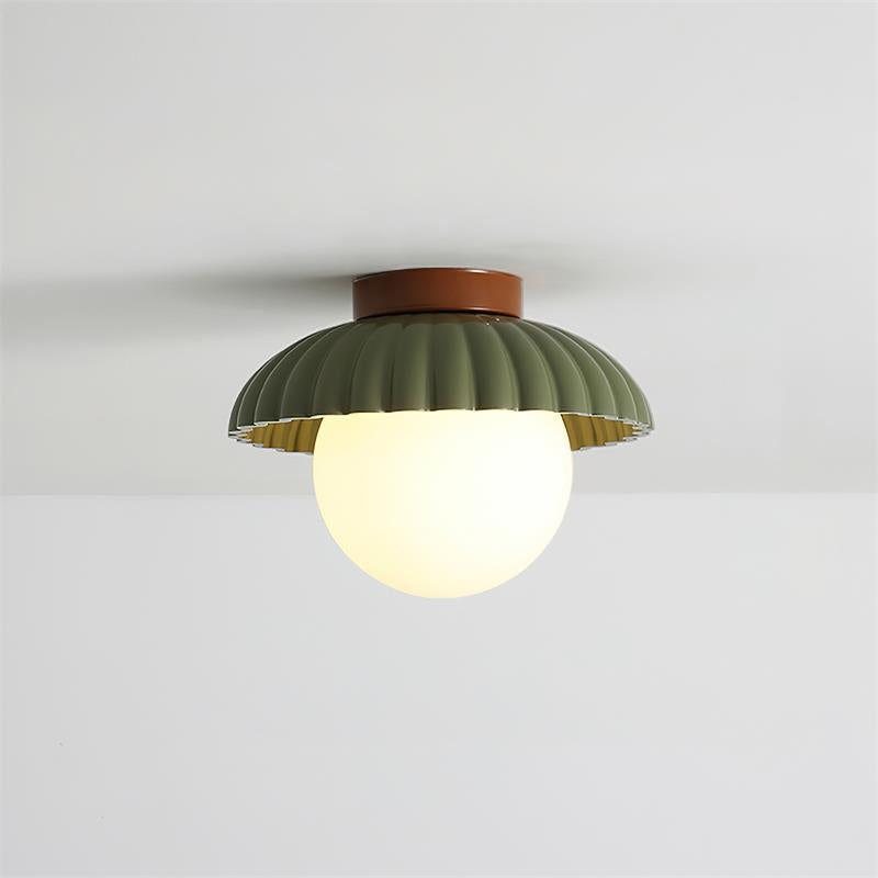 Ribbed Globe Flush Ceiling Light