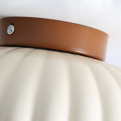 Ribbed Globe Flush Ceiling Light