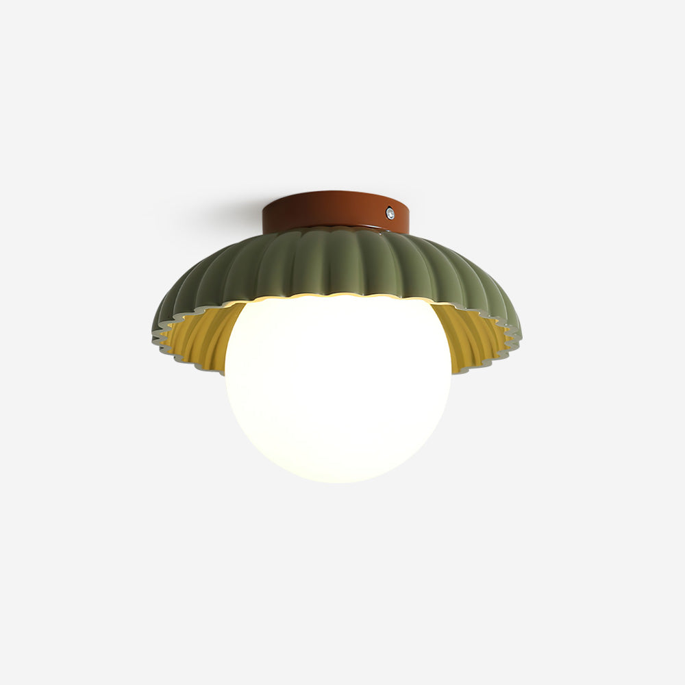 Ribbed Globe Flush Ceiling Light