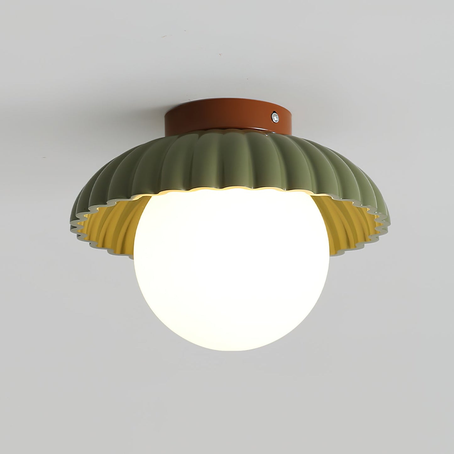 Ribbed Globe Flush Ceiling Light