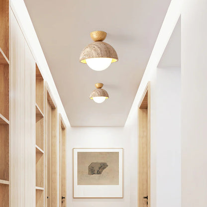 Siya Travertine Stone Ceiling Lamp Light