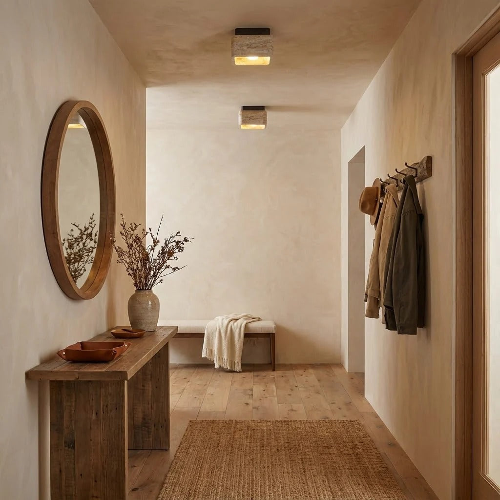 Siya Travertine Stone Ceiling Lamp Light