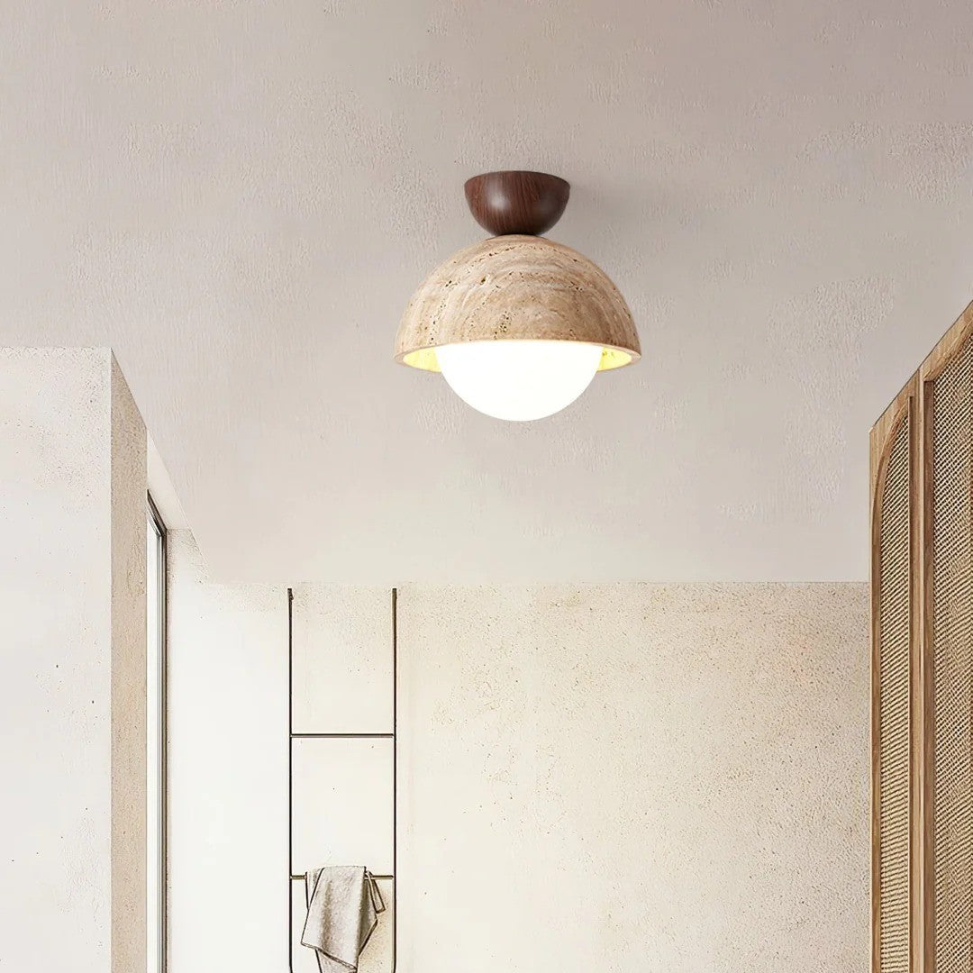 Siya Travertine Stone Ceiling Lamp Light