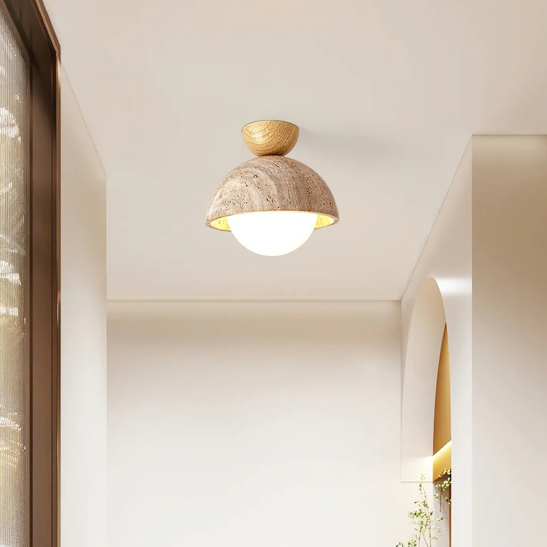 Siya Travertine Stone Ceiling Lamp Light
